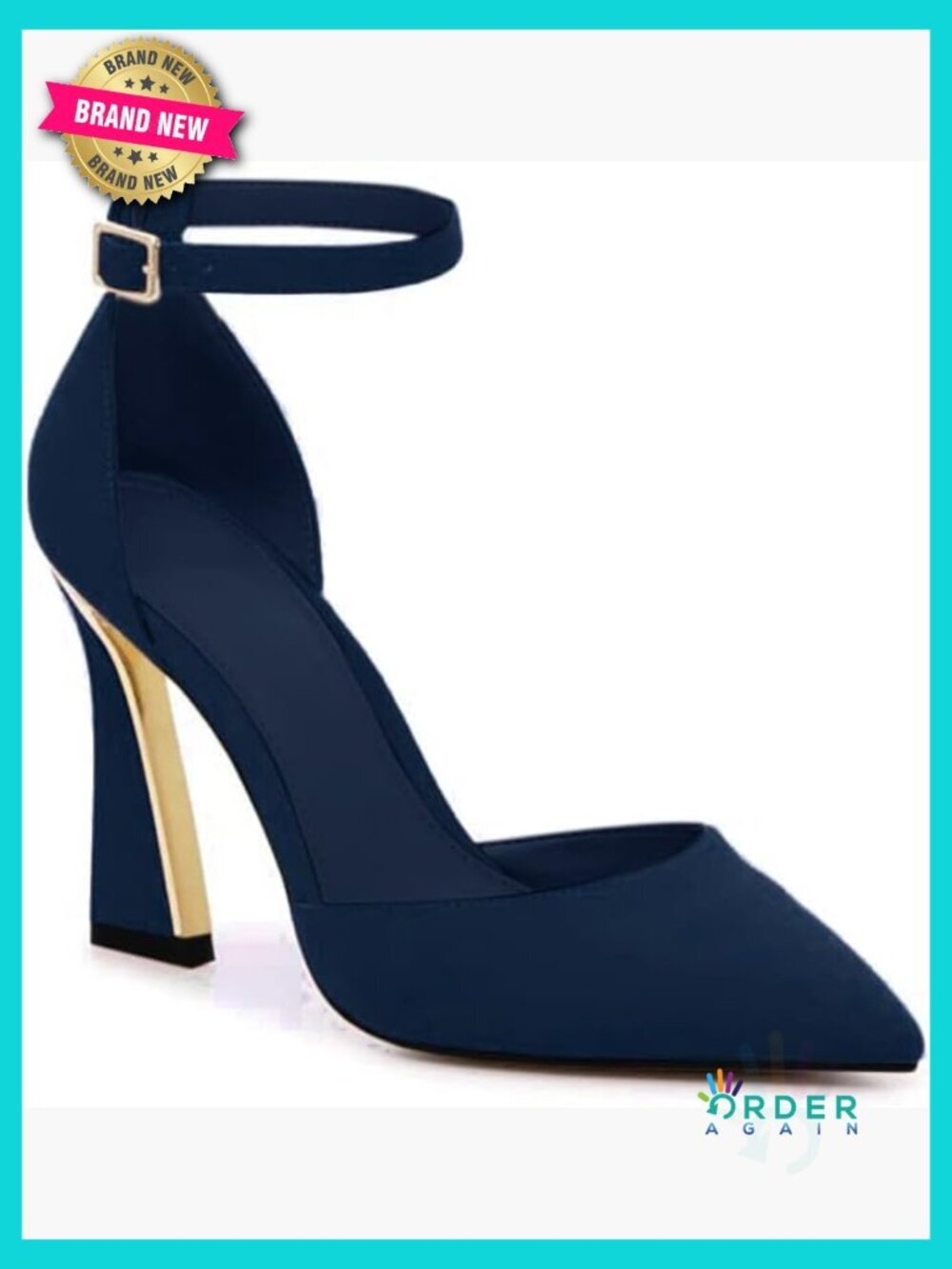 Pointed Closed Toe Heels Buckle Ankle Strap D'Orsay Sandals Pumps